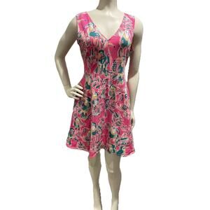 Lilly Pulitzer Pink Parrot/Toucan Print‎ Fit & Flare Dress Size Small